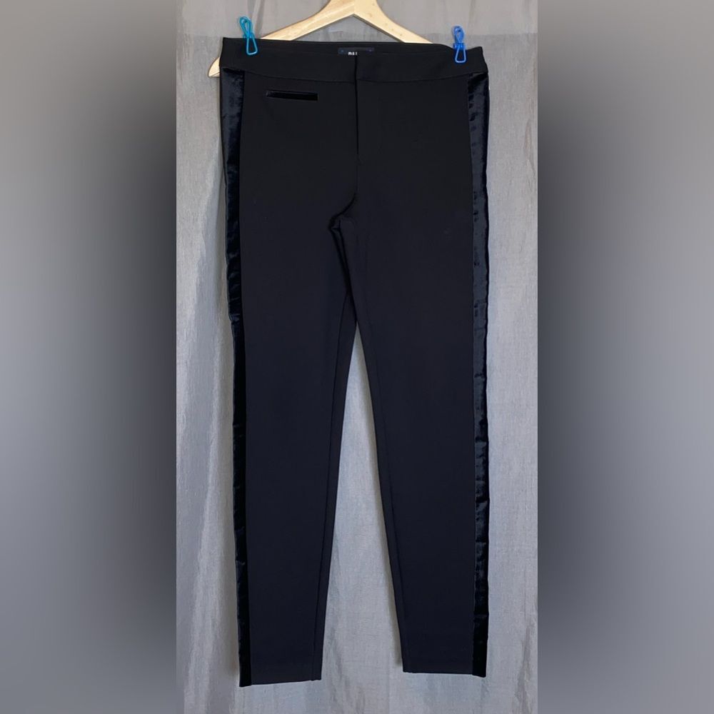 PAIGE Tereza Velvet Side Stripe Slim Pants Trouser Black Size 28